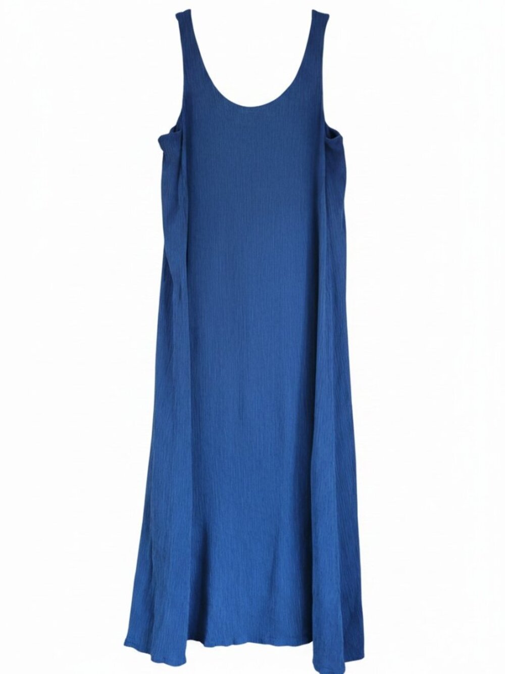 Everlane Naia Ripple Tank Midi Dress Cobalt Blue Crinkle Acetate Minimalist Chic